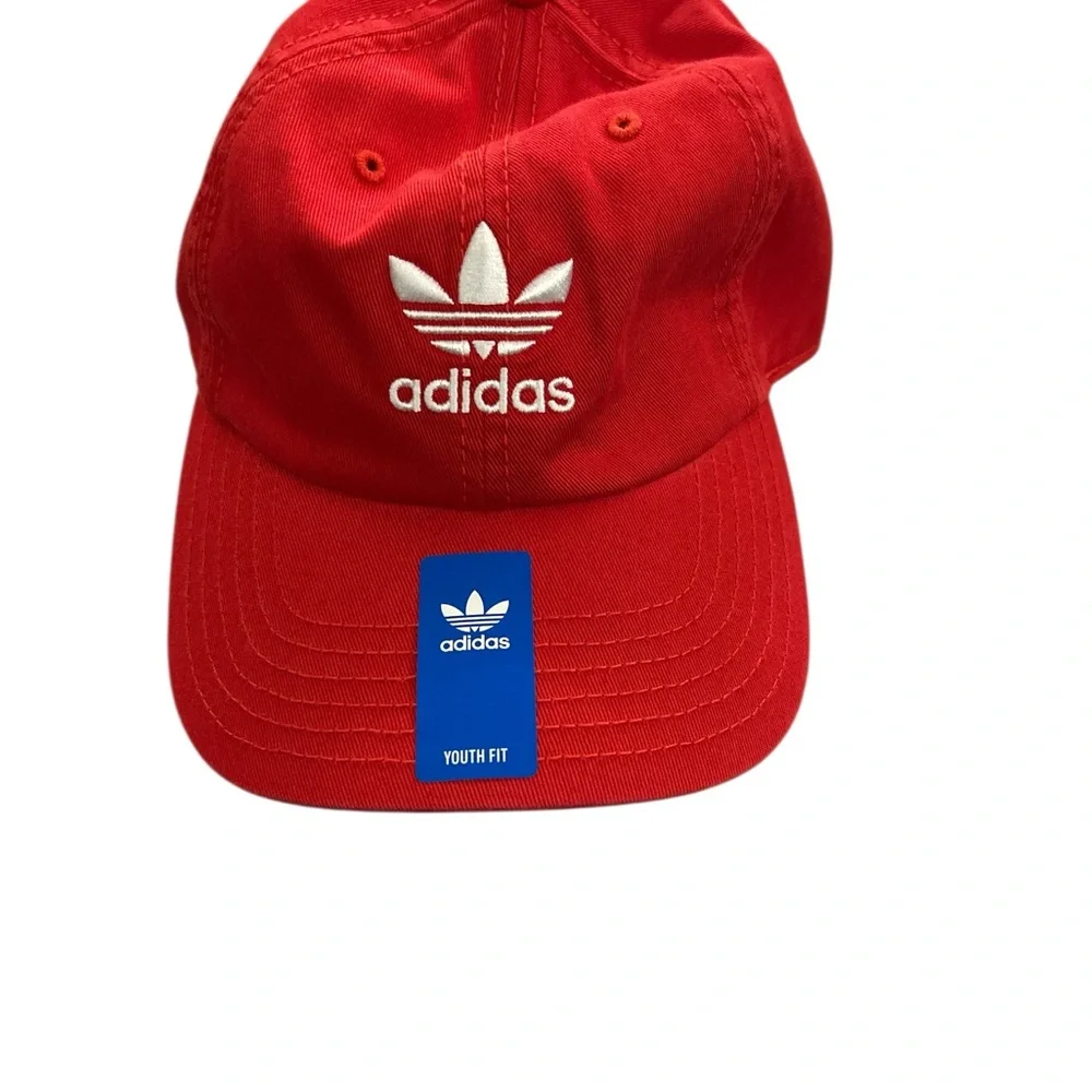 Adidas Originals Youth Red Trefoil Baseball Cap Adjustable Hat NEW